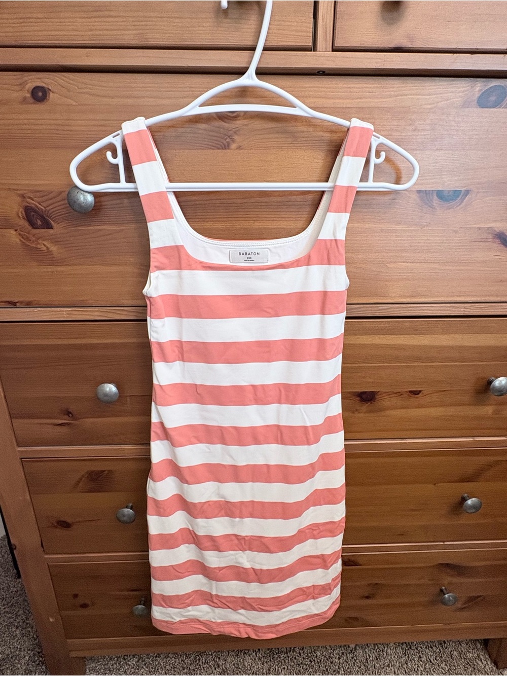 Aritizia Babaton Striped Pink & White One-Piece Dress